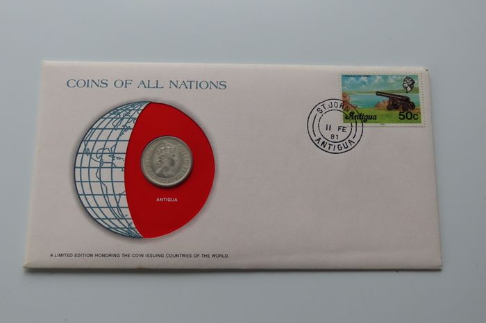 Antigua 1965 Golden Hind Drake Coin Stamp cover BUNC