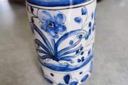 Small blue cup as holder handmade pottery and painted.