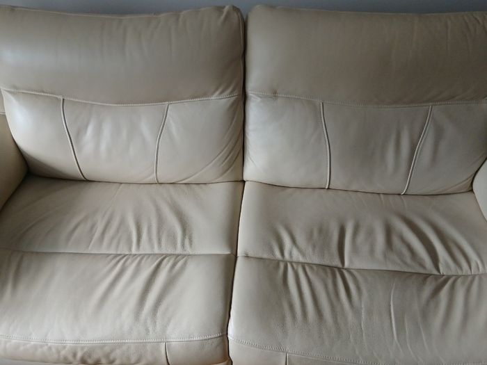 Sofa - Cream Leather 3+2 Seater