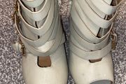 Cream Buckled Ankle Boots