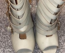 Cream Buckled Ankle Boots