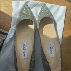 Jimmy Choo Light Bronze Glitter Pointed-Toe Pumps Size 40 Box and Dust Bags