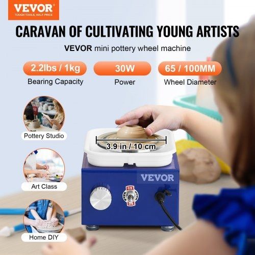 Pottery Wheel Mini Ceramic Wheel Sculpting Tools Apron Two Turntables 30W (FREE SHIPPING)
