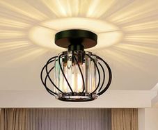 HOME Modern Crystal Ceiling Light Fixture- Industrial Mini Semi Flush Mount Ceiling Lighting LED Crystal Chandeliers Fitting for Kitchen Hallway Dining Rooms Living Room (FREE SHIPPING)