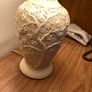 Large vintage cream table lamp floral relief Image 4