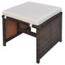 9 Piece Outdoor Dining Set with Cushions Poly Rattan Brown Image 3