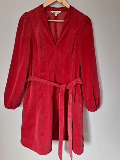 Boden red fine cord dress size UK 12