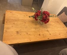 Wooden dining table and bench.                                             SOFA NOT INCLUDED!!!!!!!!