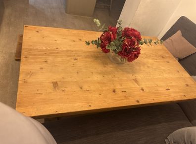 Wooden dining table and bench.                                             SOFA NOT INCLUDED!!!!!!!!