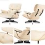 PRO W Ashwood Replica Lounge Chair with Ottoman White Lather Ashwood Wood Genuine Leather Chaise for Living Room Image 2