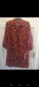 Red leopard design shirt dress size 14