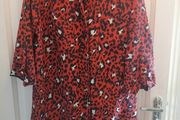 Red leopard design shirt dress size 14