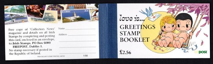 1998 Ireland IRP2.56 Greetings Stamp Booklet Mint Never Hinged MNH). Hibernian HB62