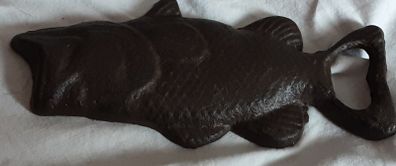 Cast metal fish bottle opener