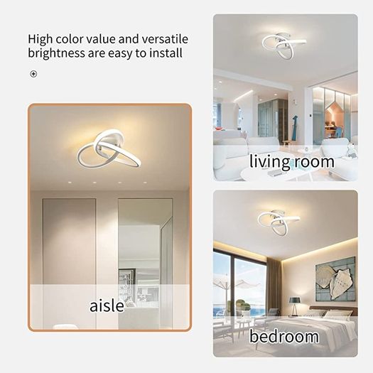 Modern LED Ceiling Light,Round Geometry Ceiling Lamp,Chic Chandelier 3000K for Hallway,Living Room,Bedroom 18W Dia 24CM (FREE POSTAGE)