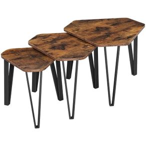 Rustic Wooden 3 Piece Nest of Tables (FREE POSTAGE)