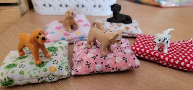 Handmade dog / puppy sets for dolls houses + kennels etc