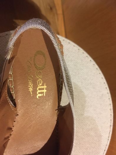OGETTI Silver Slingback Espadrille Sandals 39 New