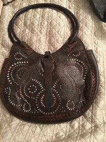 Real  Leather bag never worn, chocolate brown color.