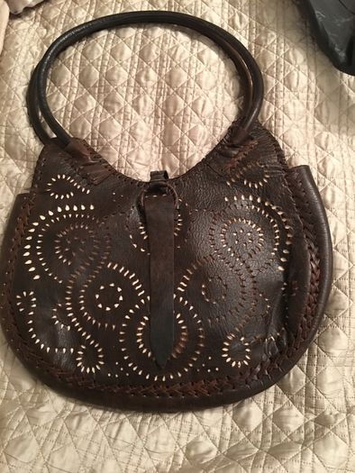 Real  Leather bag never worn, chocolate brown color.