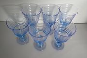 GLASSES - Wine - Dessert -  Set of Six - Blue