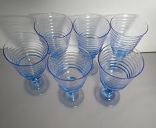 GLASSES - Wine - Dessert -  Set of Six - Blue