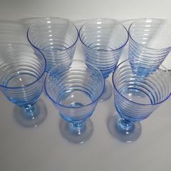 GLASSES - Wine - Dessert -  Set of Six - Blue