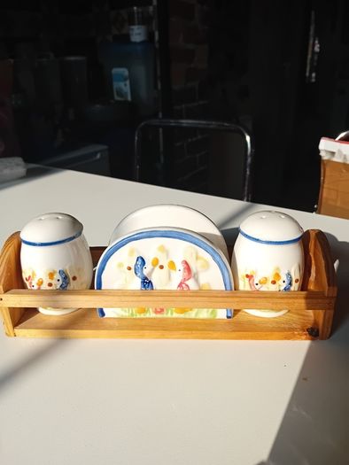 Vintage 1960s condiment set porcelain