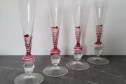 Vintage venitian art glass champagne flutes x 4