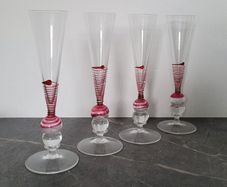 Vintage venitian art glass champagne flutes x 4