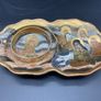 Japanese Satsuma Porcelain Unusual Cup Holder Dish Image 2