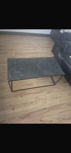 Black marble effect coffee table metal frame