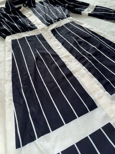 Black and white striped maxi dress