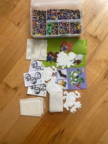 Hama beads, boards,  and storage box