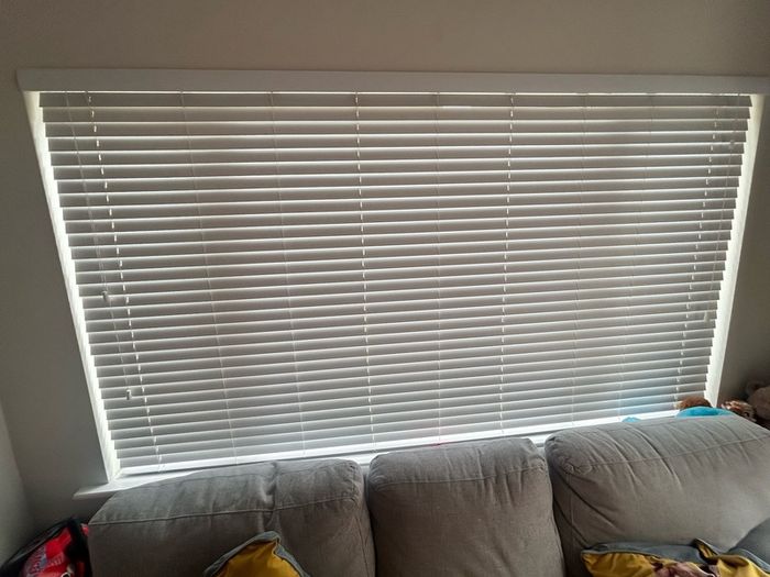 Large double glazed window including blinds