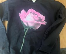 Never worn river island black sweater with pink rose detail