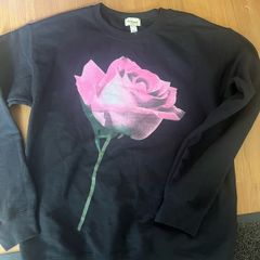 Never worn river island black sweater with pink rose detail