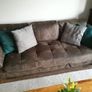 Leather effect brown suede sofa / couch Image 2