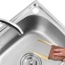 Small Kitchen Sink, Single Bowl Stainless Steel Sink for Undermount and Flushmount Intallation Reversible Drainer with Waste Pipes Clips (Color : Silver, Size : A(37x32cm) Image 6