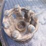 Mexican v heavy stone candle holder, circle of friends, D18 Image 3
