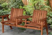2-Seater Fir Wood Bench w/ Centre Table