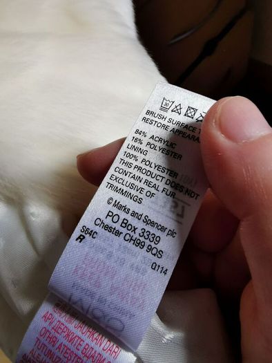 M&S Cream Faux Fur coat 9-10 Yrs
