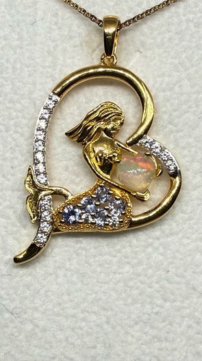 Silver Mermaid in Heart Pendant by Harry Ivens