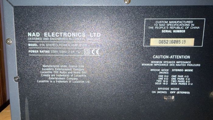 Power Amplifier NAD 216 THX