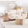 Set of 2 Round Coffee Tables Retro Look Solid Wood Beige Image 3