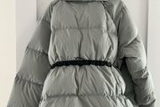 Adidas womens puffer jacket grey silver