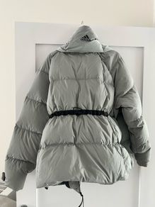 Adidas womens puffer jacket grey silver