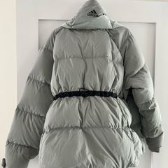 Adidas womens puffer jacket grey silver