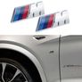 2x BMW M Sport Metal Emblems Chrome Sticker Side Wing Fender Badge 45x15mm Image 2