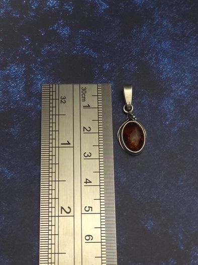 Vintage 925 Sterling Silver Natural Baltic Amber Charm